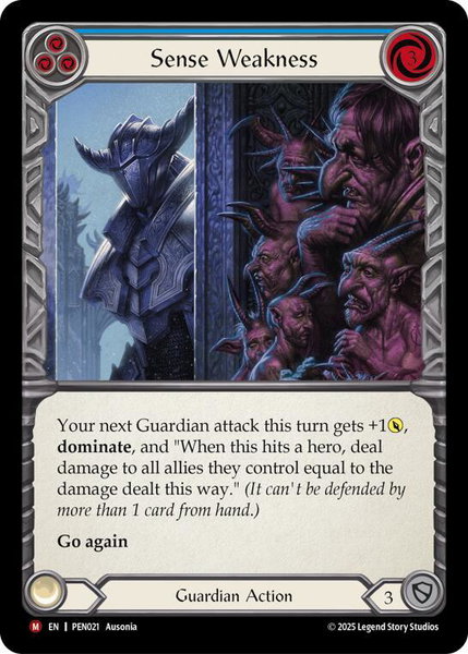 Sense Weakness (Blue) trading card from Compendium of Rathe Sense Weakness (Blue) - Compendium of Rathe Flesh and Blood trading card