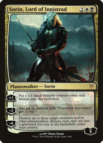 Sorin, Lord of Innistrad trading card from Duel Decks: Sorin vs. Tibalt Sorin, Lord of Innistrad - Duel Decks: Sorin vs. Tibalt Magic: The Gathering trading card