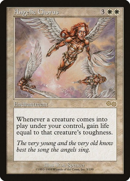 Angelic Chorus trading card from Urza's Saga Angelic Chorus - Urza's Saga Magic: The Gathering trading card