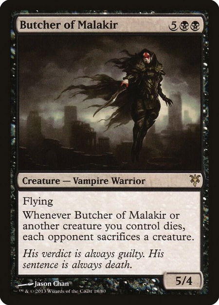 Butcher of Malakir trading card from Duel Decks: Sorin vs. Tibalt Butcher of Malakir - Duel Decks: Sorin vs. Tibalt Magic: The Gathering trading card