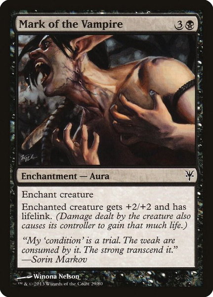 Mark of the Vampire trading card from Duel Decks: Sorin vs. Tibalt Mark of the Vampire - Duel Decks: Sorin vs. Tibalt Magic: The Gathering trading card