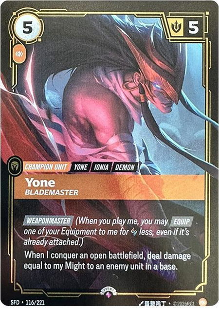 Yone - Blademaster - Riftbound Organized Play Promotional Cards Riftbound trading card