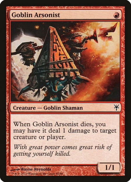 Goblin Arsonist trading card from Duel Decks: Sorin vs. Tibalt Goblin Arsonist - Duel Decks: Sorin vs. Tibalt Magic: The Gathering trading card