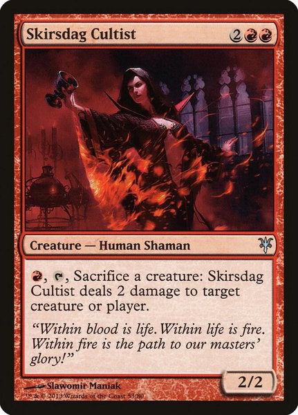 Skirsdag Cultist trading card from Duel Decks: Sorin vs. Tibalt Skirsdag Cultist - Duel Decks: Sorin vs. Tibalt Magic: The Gathering trading card
