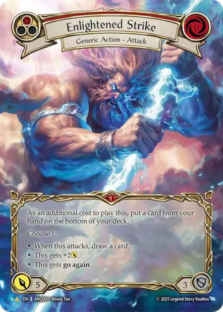 Enlightened Strike (Red) (Extended Art) (ANQ000) - Compendium of Rathe - Antiquity Pack Flesh and Blood trading card