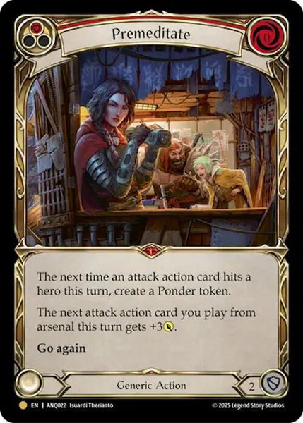 Premeditate (Red) (ANQ022) - Compendium of Rathe - Antiquity Pack Flesh and Blood trading card
