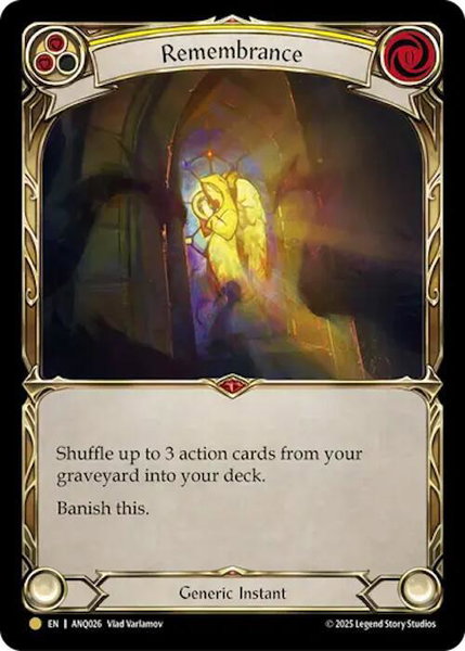 Remembrance (Yellow) (ANQ026) - Compendium of Rathe - Antiquity Pack Flesh and Blood trading card