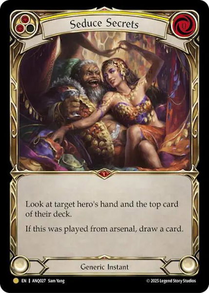 Seduce Secrets (Yellow) (ANQ027) - Compendium of Rathe - Antiquity Pack Flesh and Blood trading card