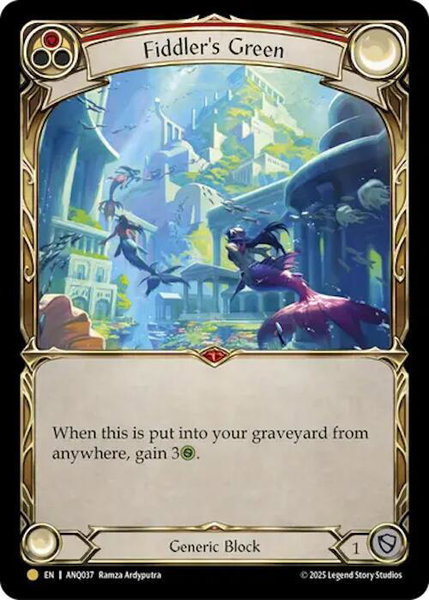 Fiddlers Green (Red) (ANQ037) trading card from Compendium of Rathe - Antiquity Pack Fiddlers Green (Red) (ANQ037) - Compendium of Rathe - Antiquity Pack Flesh and Blood trading card