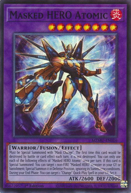 Masked HERO Atomic - Maze of Muertos YuGiOh trading card