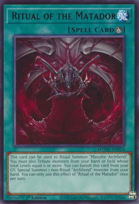 Ritual of the Matador - Maze of Muertos YuGiOh trading card