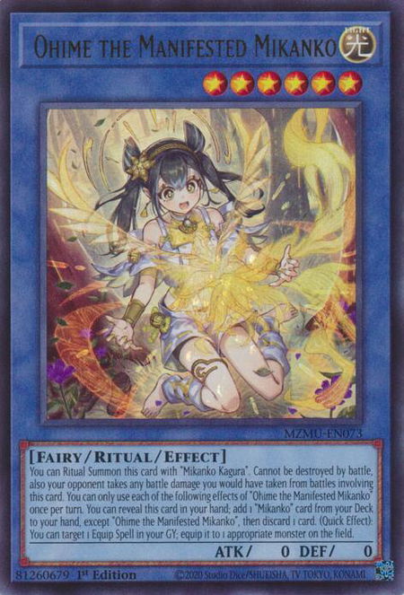 Ohime the Manifested Mikanko - Maze of Muertos YuGiOh trading card