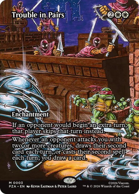 Trouble in Pairs (Borderless) - Teenage Mutant Ninja Turtles Source Material Magic: The Gathering trading card