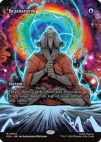 Brainstorm (Borderless) - Teenage Mutant Ninja Turtles Source Material (PZA) #4 - Mythic Magic: The Gathering Trading Card