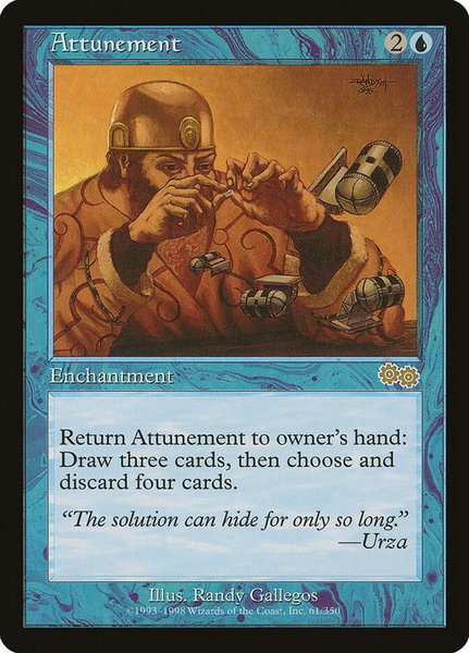 Attunement trading card from Urza's Saga Attunement - Urza's Saga Magic: The Gathering trading card