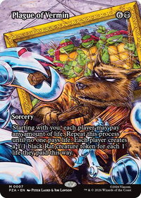 Plague of Vermin (Borderless) - Teenage Mutant Ninja Turtles Source Material (PZA) #7 - Mythic Magic: The Gathering Trading Card