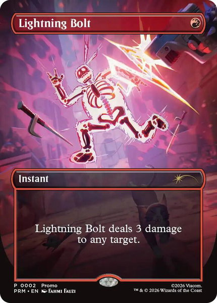 Lightning Bolt (Borderless) trading card from Unique and Miscellaneous Promos Lightning Bolt (Borderless) - Unique and Miscellaneous Promos Magic: The Gathering trading card
