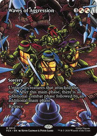 Waves of Aggression (Borderless) - Teenage Mutant Ninja Turtles Source Material (PZA) #13 - Mythic Magic: The Gathering Trading Card