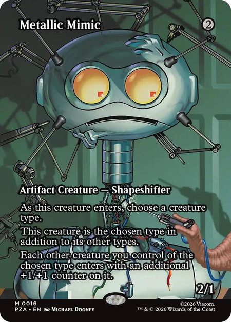 Metallic Mimic (Borderless) trading card from Teenage Mutant Ninja Turtles Source Material Metallic Mimic (Borderless) - Teenage Mutant Ninja Turtles Source Material Magic: The Gathering trading card