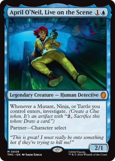 April O'Neil, Live on the Scene - Commander: Teenage Mutant Ninja Turtles Magic: The Gathering trading card
