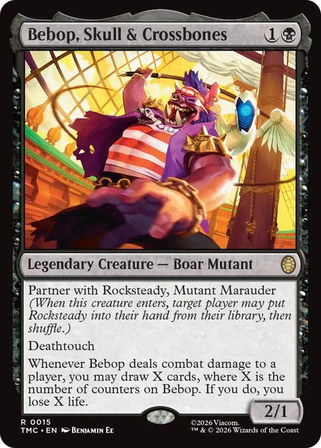 Bebop, Skull & Crossbones - Commander: Teenage Mutant Ninja Turtles Magic: The Gathering trading card