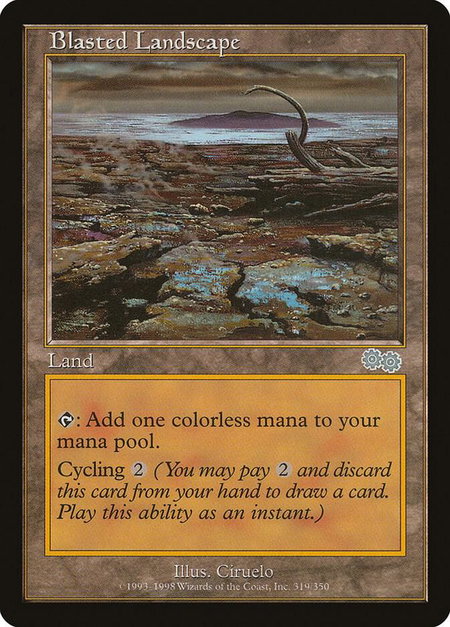 Blasted Landscape - Urza's Saga Magic: The Gathering trading card