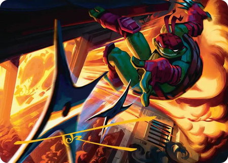 Storm of Steel Art Card (Gold-Stamped Signature) - Art Series: Teenage Mutant Ninja Turtles Magic: The Gathering trading card