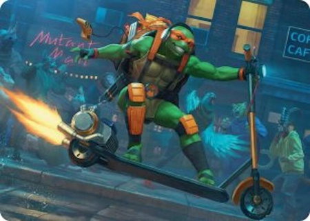 Michelangelo, On the Scene Art Card - Art Series: Teenage Mutant Ninja Turtles Magic: The Gathering trading card