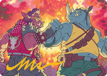 Bebop & Rocksteady Art Card (Gold-Stamped Signature) - Art Series: Teenage Mutant Ninja Turtles Magic: The Gathering trading card