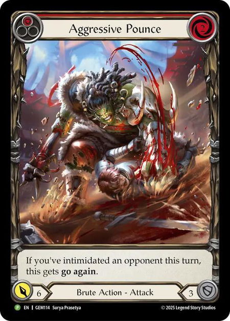 Aggressive Pounce (Red) - GEM Pack 4 Flesh and Blood trading card