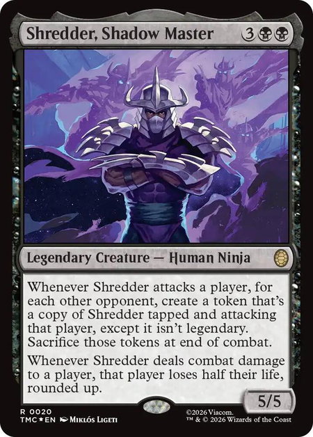 Shredder, Shadow Master (Surge Foil) trading card from Commander: Teenage Mutant Ninja Turtles Shredder, Shadow Master (Surge Foil) - Commander: Teenage Mutant Ninja Turtles Magic: The Gathering trading card