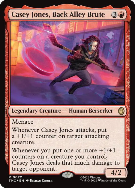 Casey Jones, Back Alley Brute (Surge Foil) trading card from Commander: Teenage Mutant Ninja Turtles Casey Jones, Back Alley Brute (Surge Foil) - Commander: Teenage Mutant Ninja Turtles Magic: The Gathering trading card