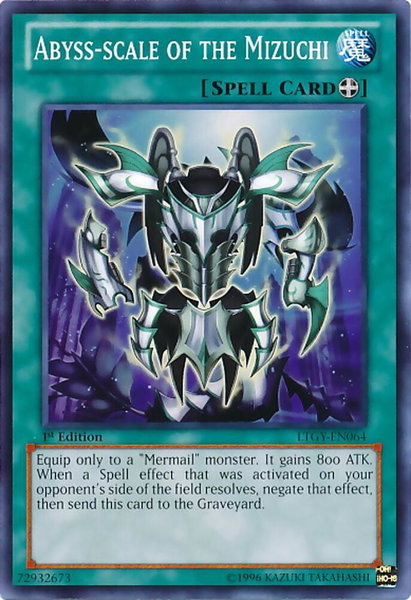 Abyss-scale of the Mizuchi trading card from Lord of the Tachyon Galaxy Abyss-scale of the Mizuchi - Lord of the Tachyon Galaxy YuGiOh trading card