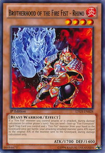 Brotherhood of the Fire Fist - Rhino - Lord of the Tachyon Galaxy (LTGY) #LTGY-EN028 - Rare YuGiOh Trading Card