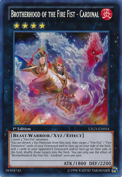 Brotherhood of the Fire Fist - Cardinal trading card from Lord of the Tachyon Galaxy Brotherhood of the Fire Fist - Cardinal - Lord of the Tachyon Galaxy YuGiOh trading card