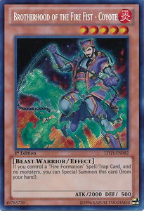 Brotherhood of the Fire Fist - Coyote - Lord of the Tachyon Galaxy (LTGY) #LTGY-EN082 - Secret Rare YuGiOh Trading Card