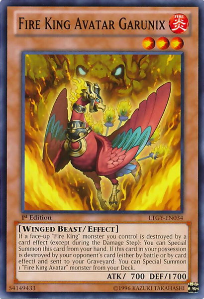 Fire King Avatar Garunix - Lord of the Tachyon Galaxy YuGiOh trading card