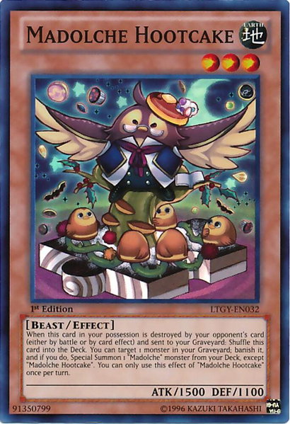 Madolche Hootcake trading card from Lord of the Tachyon Galaxy Madolche Hootcake - Lord of the Tachyon Galaxy YuGiOh trading card