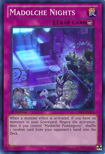 Madolche Nights trading card from Lord of the Tachyon Galaxy Madolche Nights - Lord of the Tachyon Galaxy YuGiOh trading card