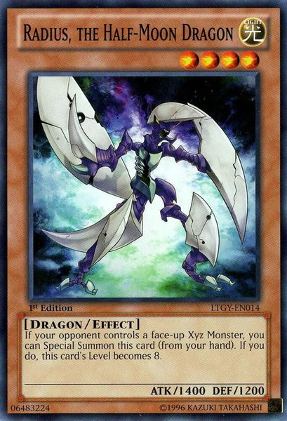 Radius, the Half-Moon Dragon trading card from Lord of the Tachyon Galaxy Radius, the Half-Moon Dragon - Lord of the Tachyon Galaxy YuGiOh trading card