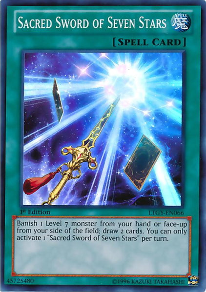 Sacred Sword of Seven Stars trading card from Lord of the Tachyon Galaxy Sacred Sword of Seven Stars - Lord of the Tachyon Galaxy YuGiOh trading card