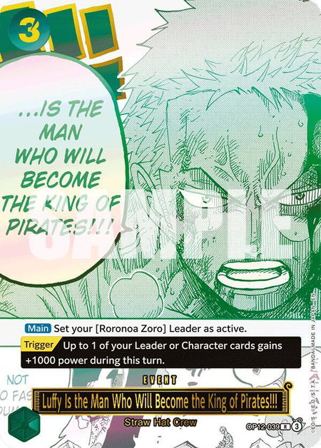Luffy Is the Man Who Will Become the King of Pirates!!! (Japanese Version 3rd Anniversary Set) trading card from One Piece Promotion Cards Luffy Is the Man Who Will Become the King of Pirates!!! (Japanese Version 3rd Anniversary Set) - One Piece Promotion Cards One Piece trading card