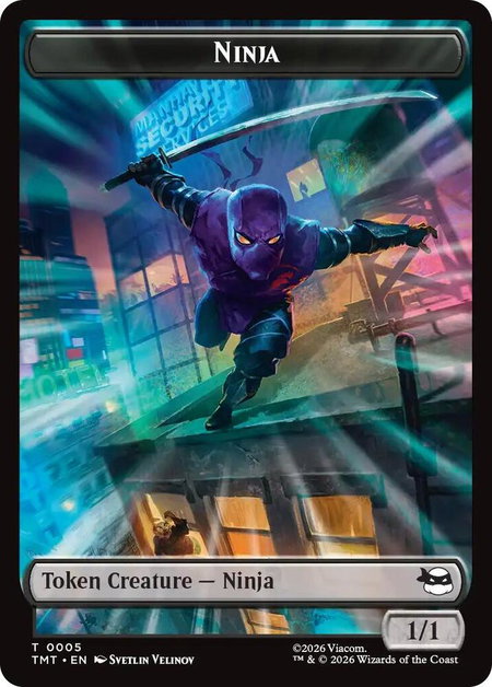 Ninja // Food Double-Sided Token trading card from Teenage Mutant Ninja Turtles Ninja // Food Double-Sided Token - Teenage Mutant Ninja Turtles Magic: The Gathering trading card