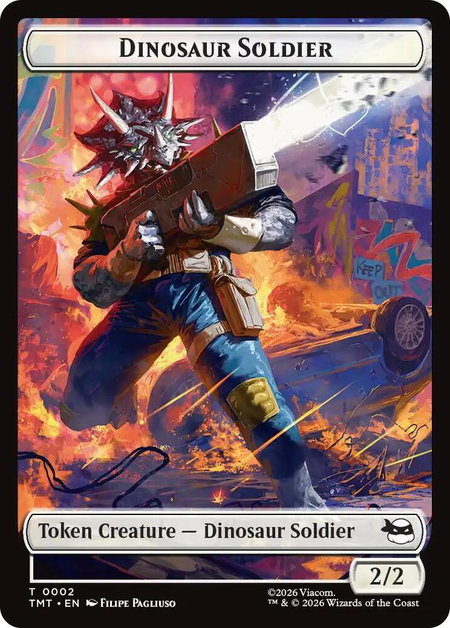 Dinosaur Soldier // Copy Double-Sided Token - Teenage Mutant Ninja Turtles Magic: The Gathering trading card