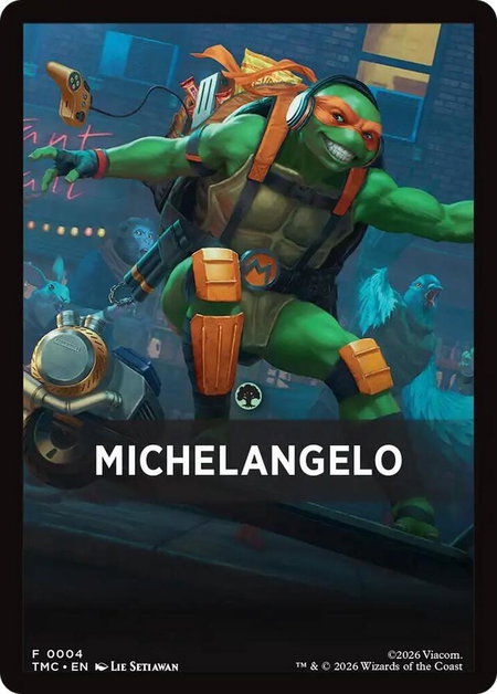 Michelangelo Theme Card - Commander: Teenage Mutant Ninja Turtles Magic: The Gathering trading card