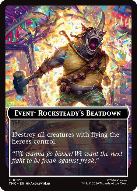 Event: Rocksteady's Beatdown trading card from Commander: Teenage Mutant Ninja Turtles Event: Rocksteady's Beatdown - Commander: Teenage Mutant Ninja Turtles Magic: The Gathering trading card