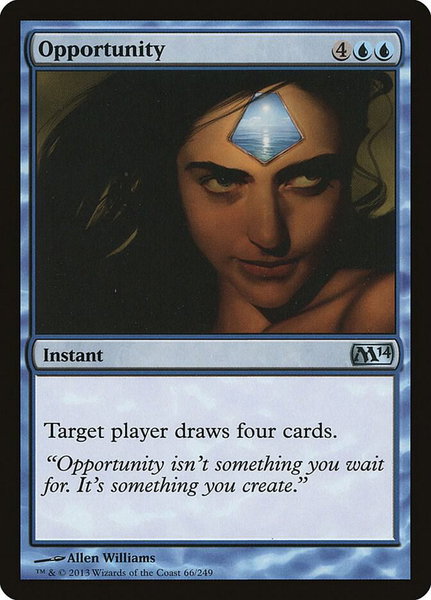 Opportunity trading card from Magic 2014 (M14) Opportunity - Magic 2014 (M14) Magic: The Gathering trading card
