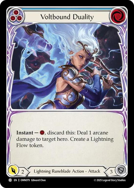 Voltbound Duality (Blue) trading card from Omens of the Third Age Voltbound Duality (Blue) - Omens of the Third Age Flesh and Blood trading card