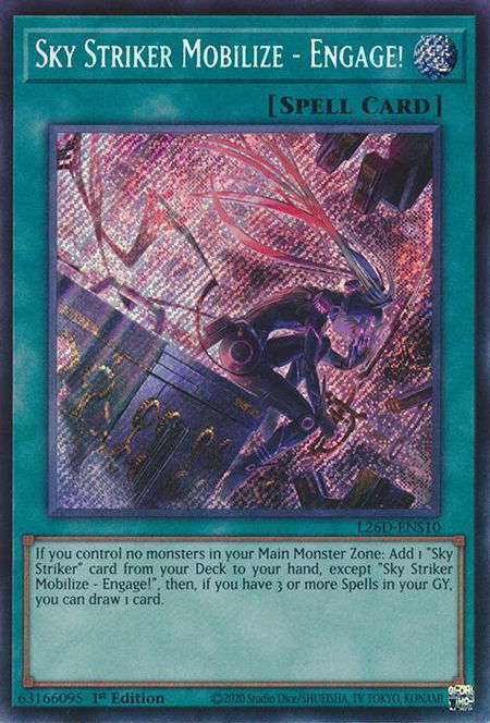 Sky Striker Mobilize - Engage! (Alternate Art) (Secret Rare) trading card from Legendary Modern Decks 2026 Sky Striker Mobilize - Engage! (Alternate Art) (Secret Rare) - Legendary Modern Decks 2026 YuGiOh trading card