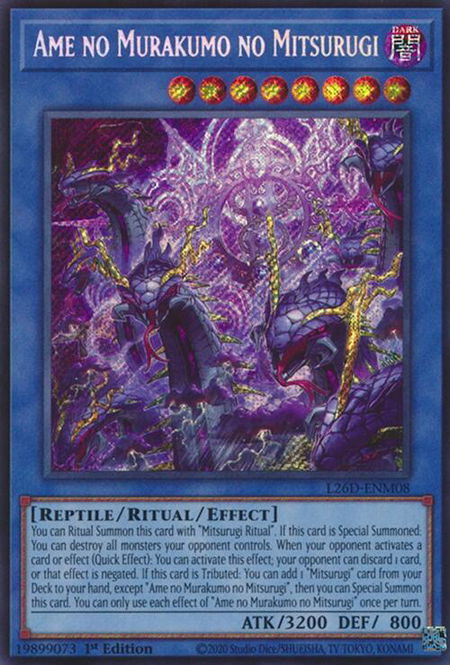 Ame no Murakumo no Mitsurugi (Secret Rare) trading card from Legendary Modern Decks 2026 Ame no Murakumo no Mitsurugi (Secret Rare) - Legendary Modern Decks 2026 YuGiOh trading card